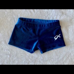 GK Royal Blue Velvet Gymnastics Shorts-Child Small